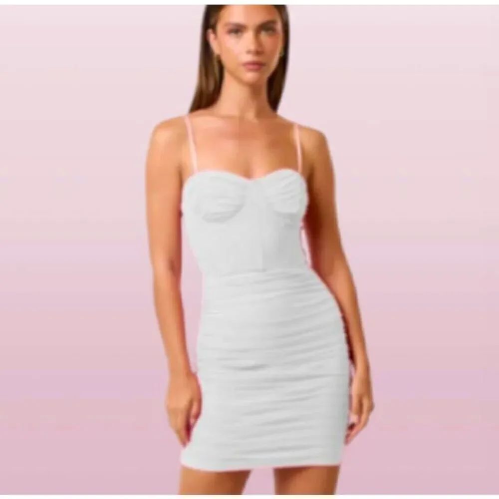 Blue Blush Mesh White Corset Dress NWT